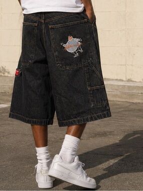 1990's PLATINUM FUBU Denim Carpenter Shorts Made in USA fat Albert Logo Y2K 32